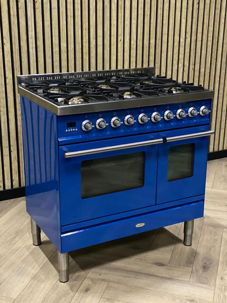 Magnifique Boretti Baby Blue Gaz 100cm + 2 Fours UNIQUE, Electroménager, Gaz, Comme neuf, 90 à 95 cm, 5 zones de cuisson ou plus
