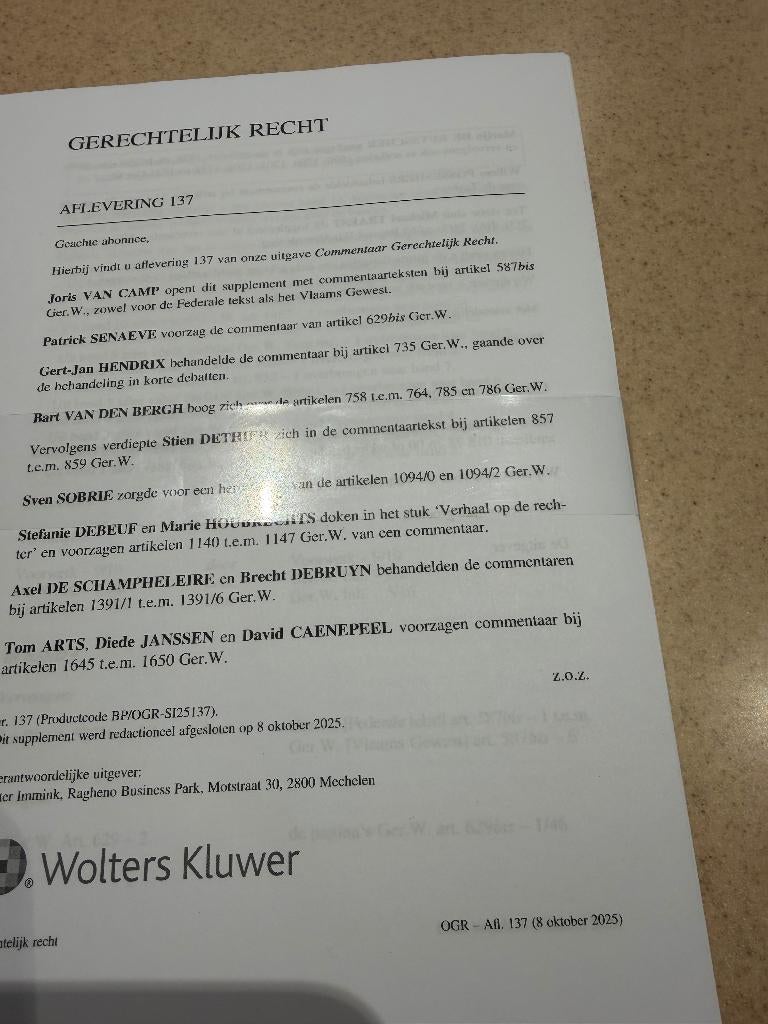 Wolters Kluwer Gerechtelijk Recht 13 delen update 2025, Ophalen, Zo goed als nieuw, Hoger Onderwijs, Wolters kluwer