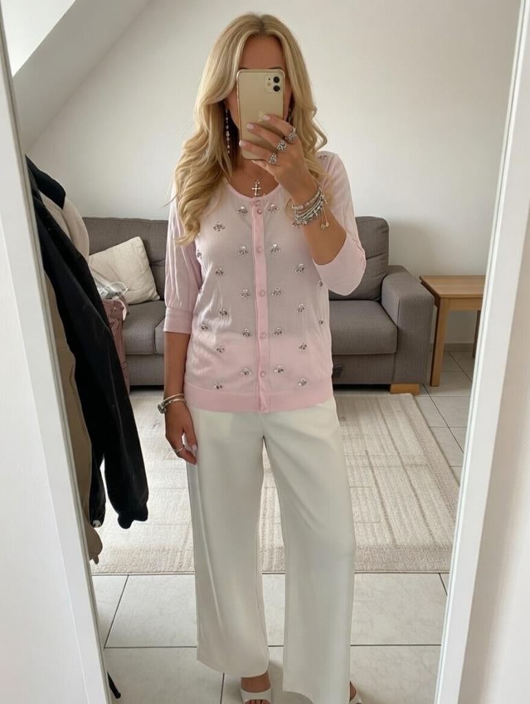 Cardigan maat medium, Kleding | Dames, Verzenden, Zo goed als nieuw, Maat 38/40 (M), Roze