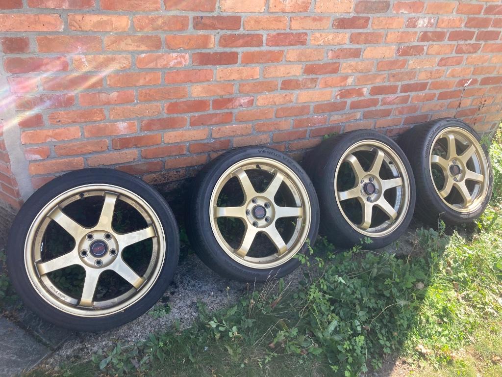 Volk TE37 Velgen 8x18jj 225/40/18, Ophalen, 18 inch, Gebruikt, Banden en Velgen
