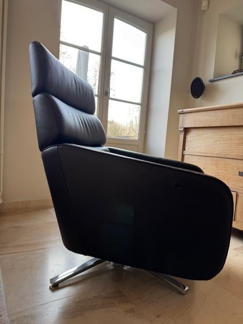 Ergo Relax FSM donkerbruin leder a cigaro voet chrome, Huis en Inrichting, Ophalen, Zo goed als nieuw, 50 tot 75 cm, Leer