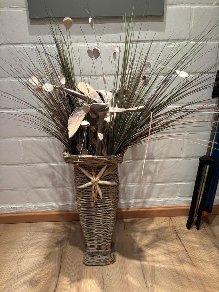 Decoratie droogbloemen in rieten mand, Huis en Inrichting, Ophalen, Zo goed als nieuw