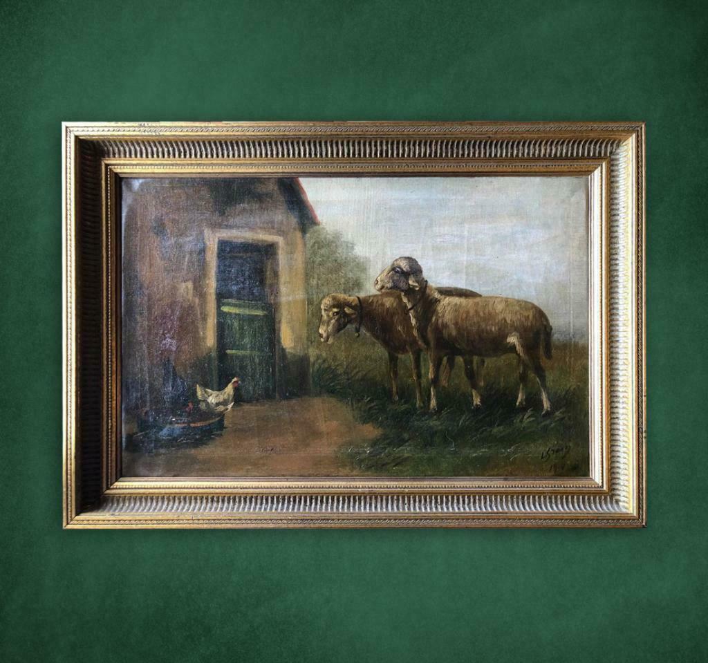 Olieverf  SCHAPEN, Antiek en Kunst, Kunst | Schilderijen | Klassiek, Ophalen of Verzenden