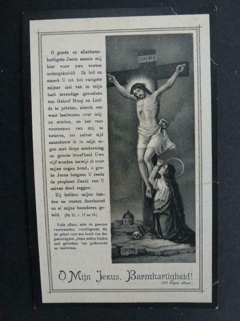 oud doodsprentje Zuster Francisca ° 1880, Verzamelen, Bidprentjes en Rouwkaarten, Verzenden, Rouwkaart