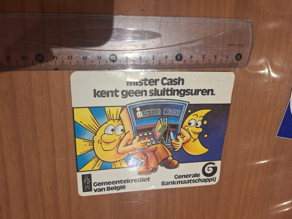 Vintage sticker cartoon Mister cash Generale Bank Gemeentekr, Verzamelen, Ophalen of Verzenden, Gebruikt, Bedrijf of Vereniging