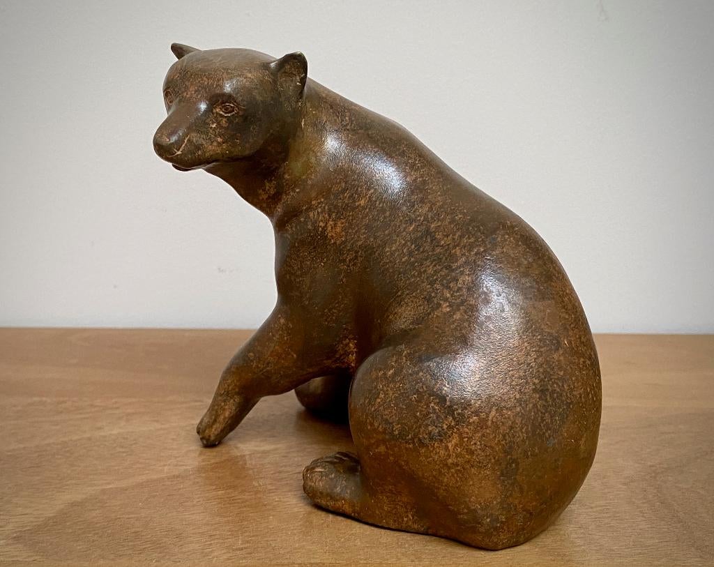 Art Deco bronzen zittende beer uit 1940 gesigneerd P Chenet, Antiek en Kunst, Ophalen of Verzenden, Brons