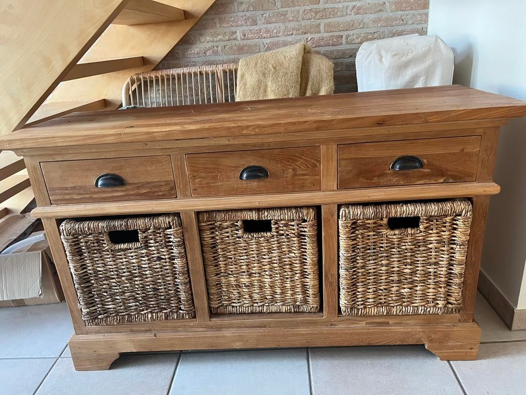 Commode kwaliteitsteak, Huis en Inrichting, Ophalen, Teakhout, 50 tot 100 cm, Met lade(s)