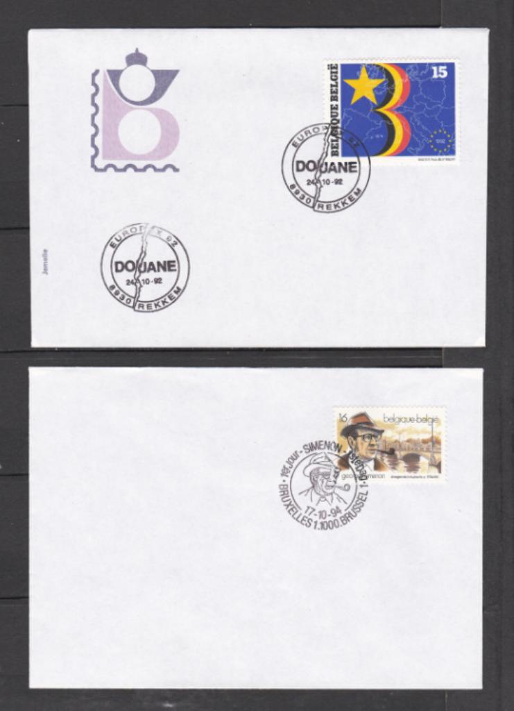 10 timbres sur enveloppes   Premier Jour., Oblitéré, Affranchi, Avec enveloppe, Oblitération 1er jour