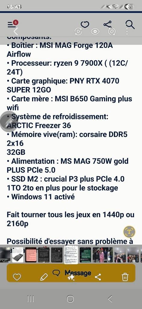 Pc gamer Ryzen 9/4070 12 go nvidia, Tickets & Billets, Réductions & Chèques cadeaux