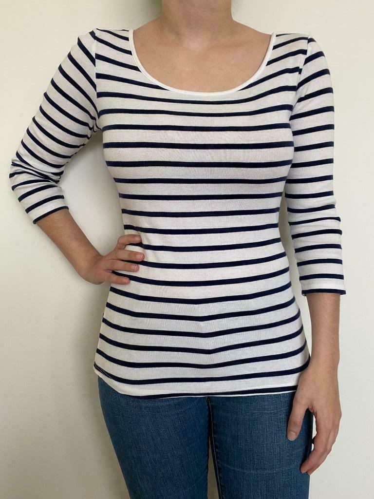 Bretons gestreept overhemd merk Camaieu maat S, Kleding | Dames, Wit, Camaieu, Ophalen of Verzenden, Korte mouw