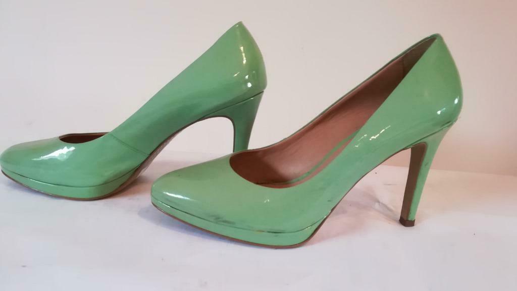 857A* COSMOPARIS jolis escarpins verts tout cuir (41), Escarpins, Comme neuf, Vert, Enlèvement