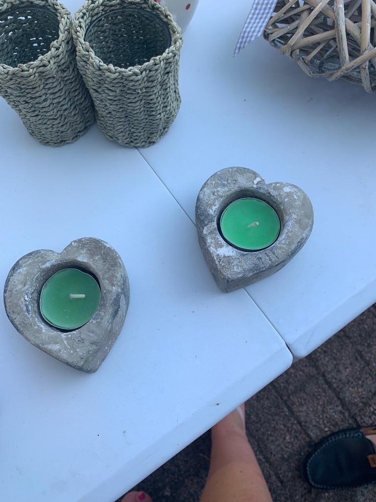 2 bougeoirs en forme de cœur et imitation pierre, Enlèvement ou Envoi