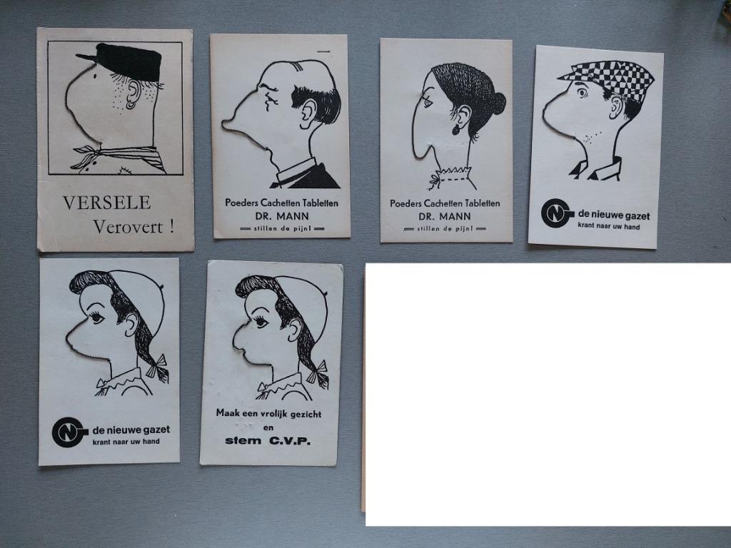 6 cartes vintage publicitaires profil chaîne Mov-I-Graff, Enlèvement ou Envoi, Comme neuf