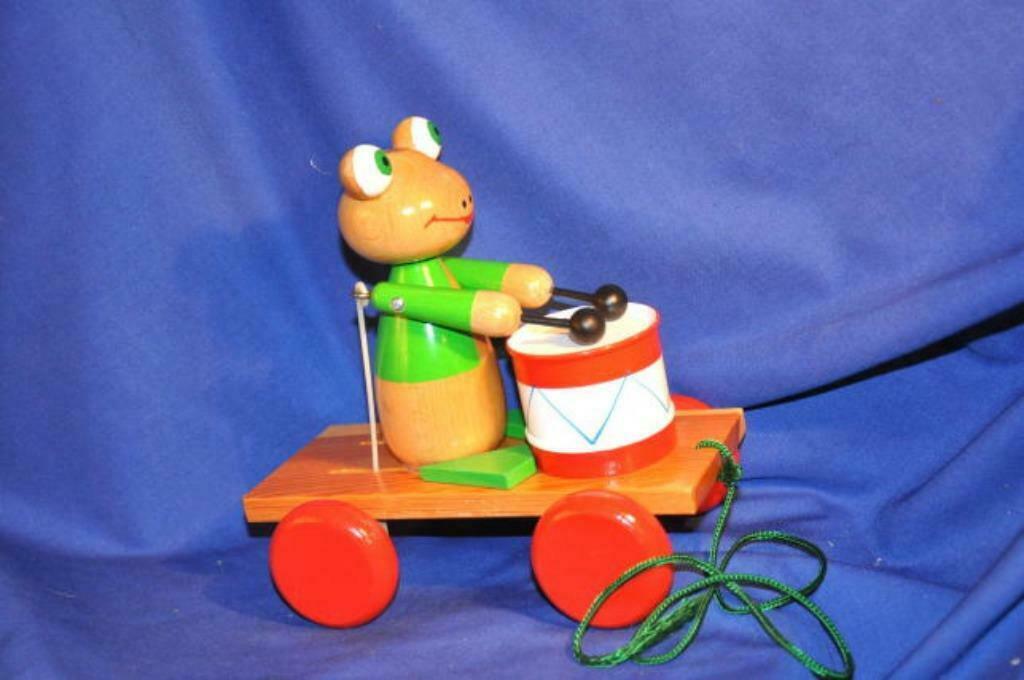 § jouet en bois ancien grenouille tambour, Enlèvement ou Envoi