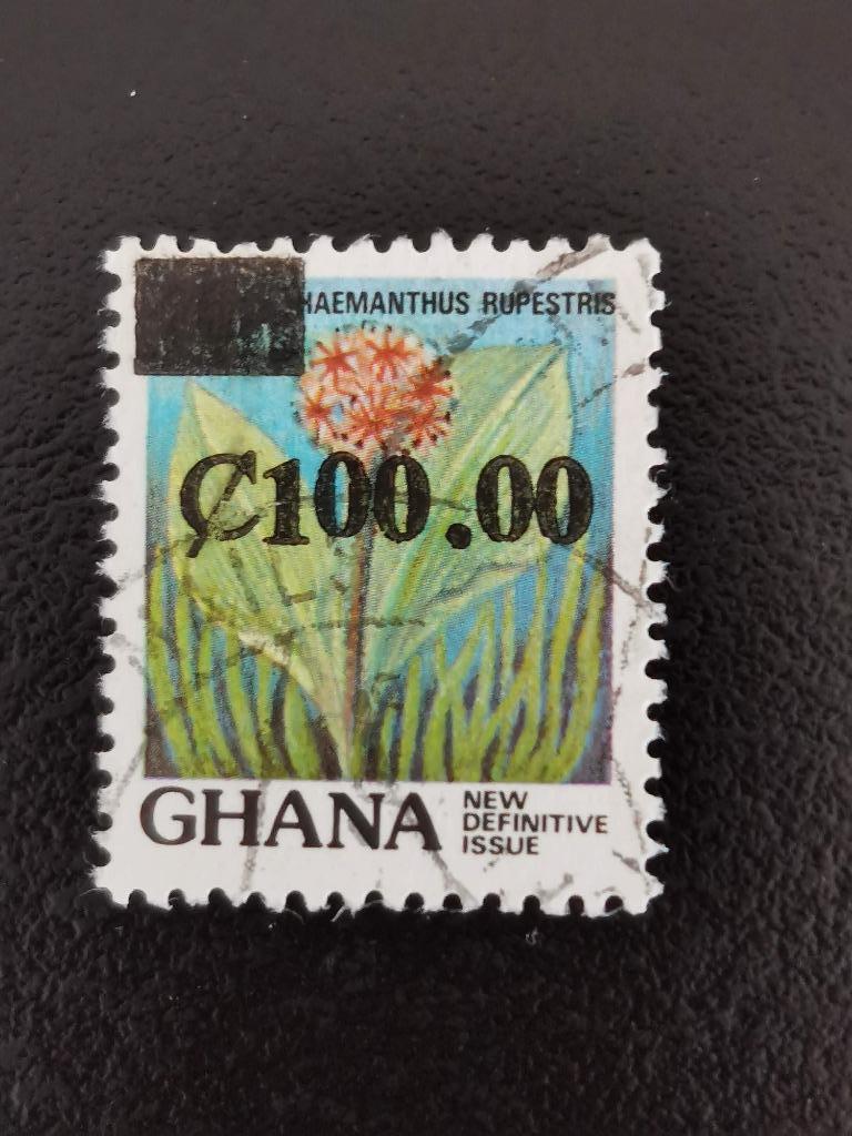 Ghana 1988 - bloemen - met opdruk, Ophalen of Verzenden, Gestempeld, Dier of Natuur