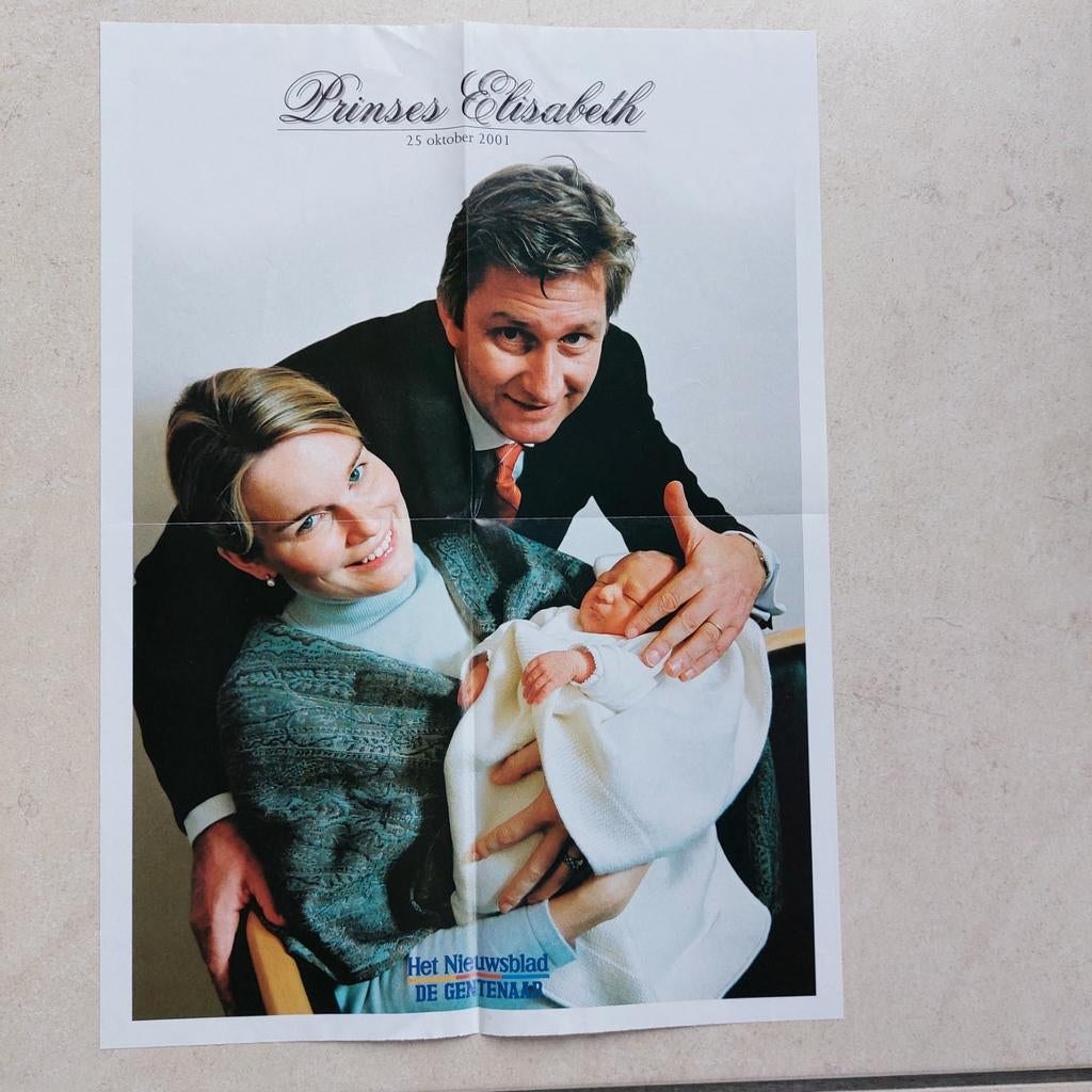 Poster : geboorte Prinses Elisabeth 42 x 30 cm, Verzamelen, Ophalen of Verzenden, Zo goed als nieuw