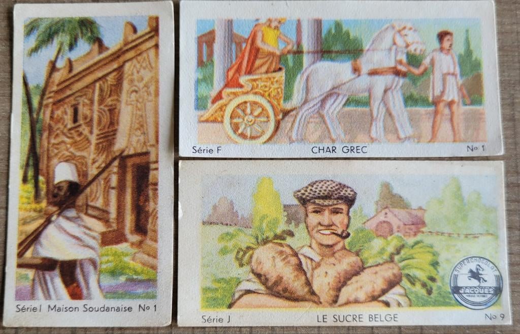 3 oude verzamelprentjes bij Superchocolat Jacques, Enlèvement ou Envoi, Utilisé, Autres sujets/thèmes, Gravure