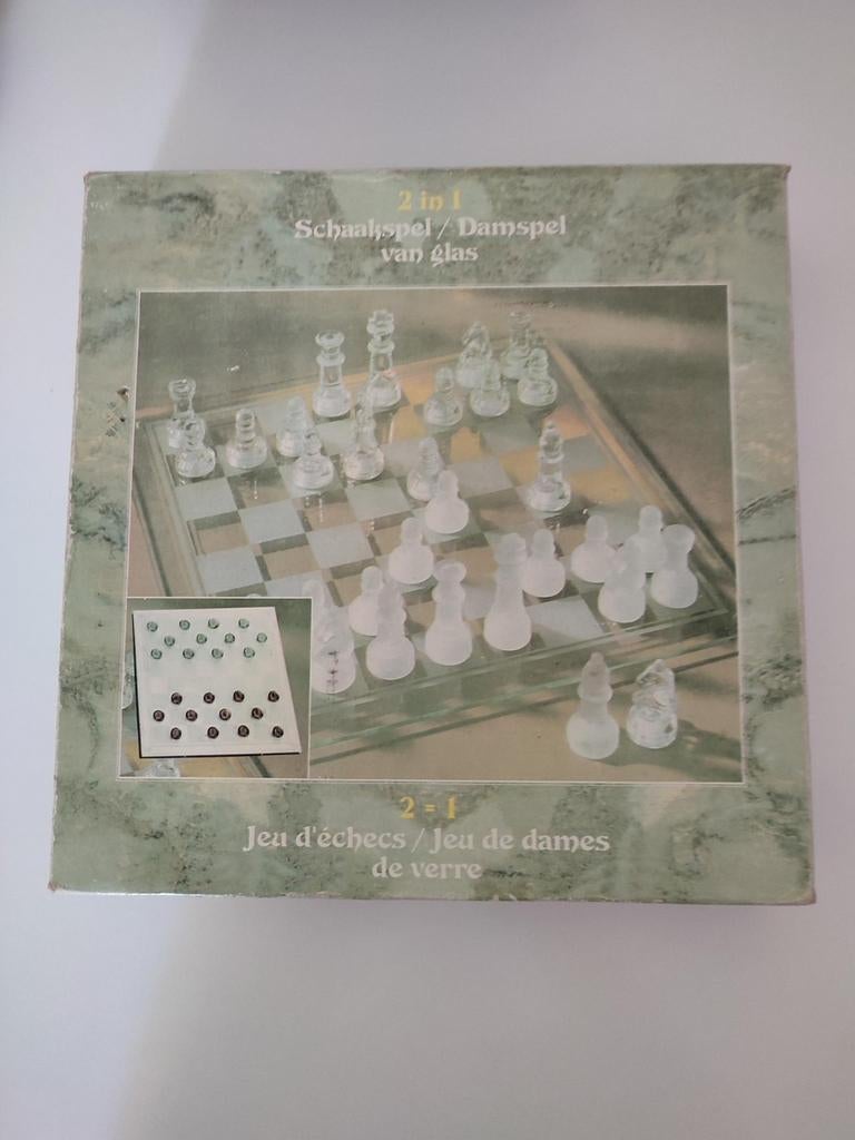 Jeu d'échecs ou de dames 2 en 1, 30x30cm, 1 ou 2 joueurs, Enlèvement ou Envoi, Comme neuf