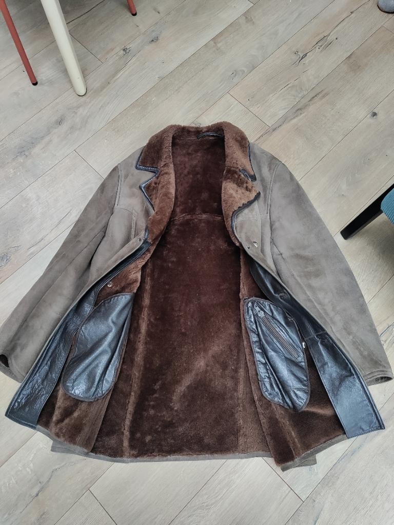 Handgemaakte vintage leren jas unisex, Enlèvement, Comme neuf, Taille 42/44 (L), Brun
