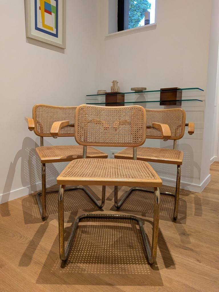 Set van 3 Cidue Cesca stoelen van Marcel Breuer, jaren 70, Huis en Inrichting, Stoelen, Zo goed als nieuw, Ophalen