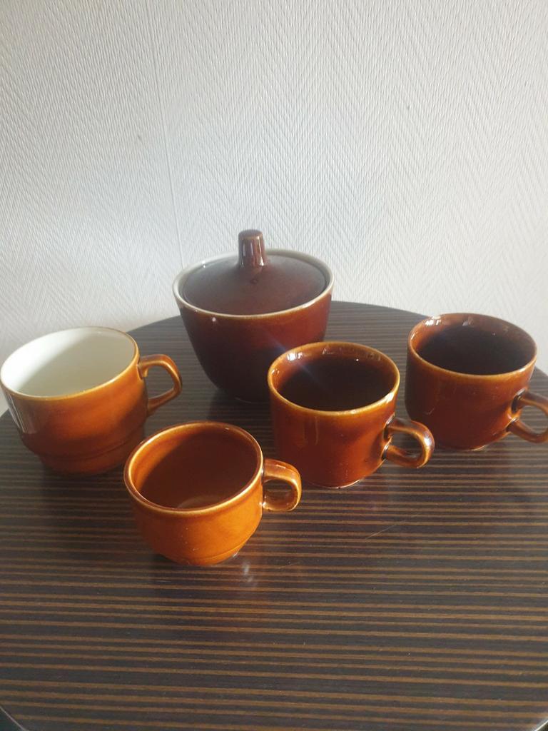 Vintage Koffietassen  en suikerpot villeroy and boch, Antiek en Kunst, Ophalen of Verzenden