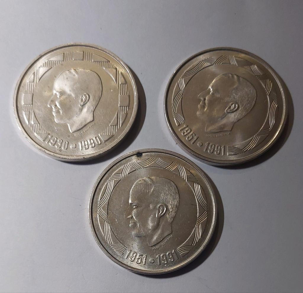 3 munten Belgische herdenkingsmunt van 500 frank uit1991/90, Ophalen of Verzenden