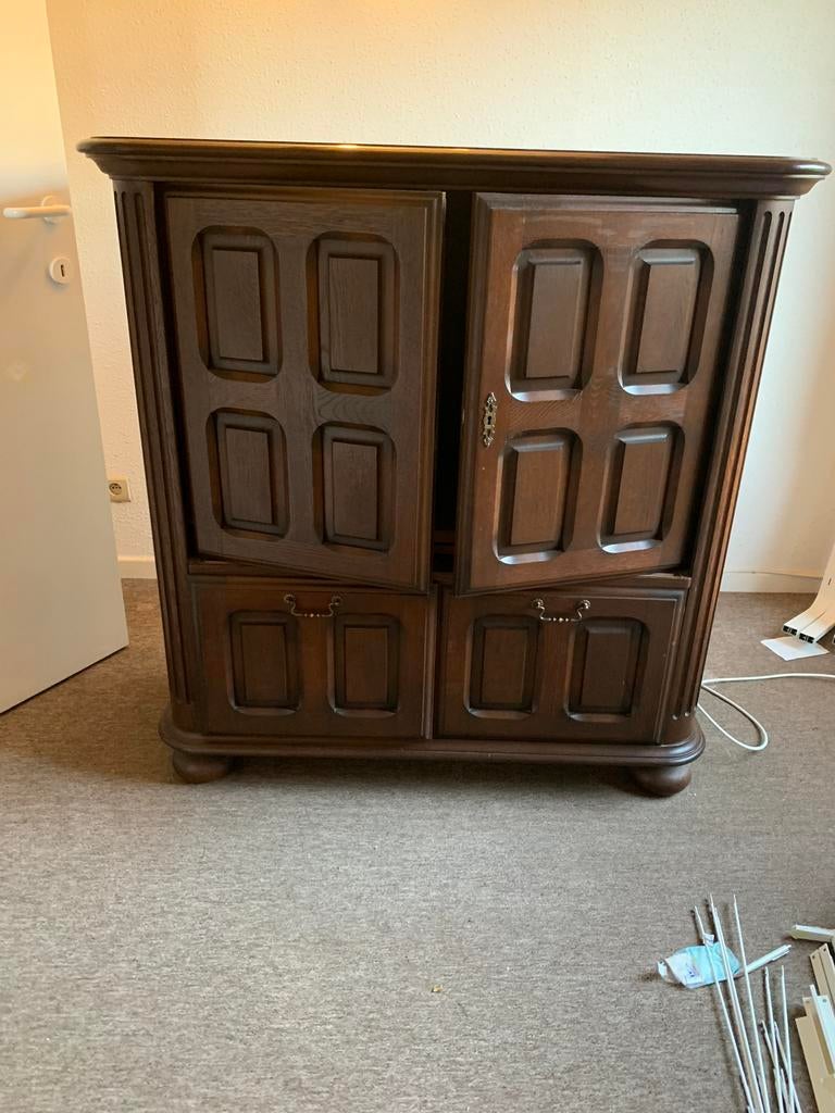 Meuble TV, Comme neuf, 100 à 150 cm, Enlèvement, Chêne