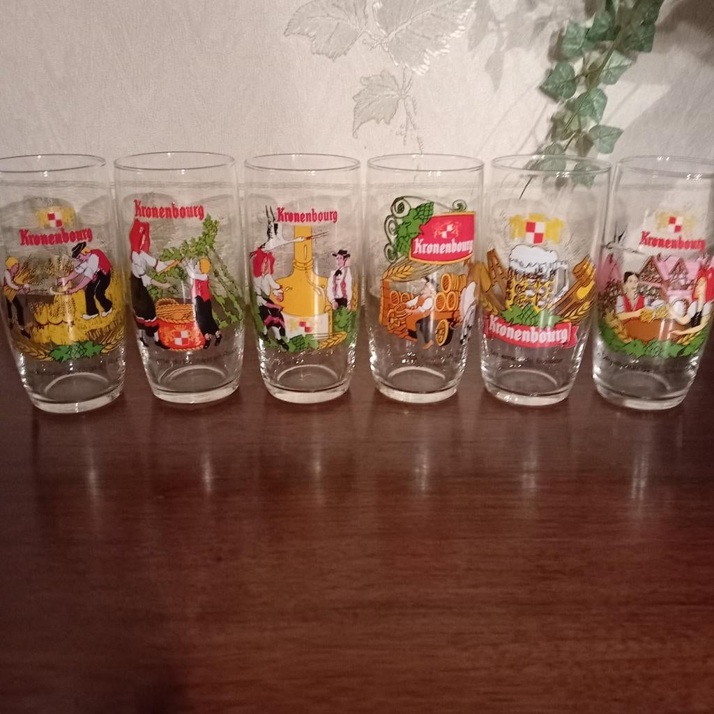 6 Bierglazen kronenbourg 20cl, Verzamelen, Ophalen of Verzenden, Zo goed als nieuw