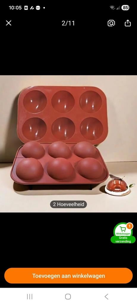 Plat de cuisson en silicone, demi-sphère de 6,6 cm de diamèt, Enlèvement ou Envoi, Moule