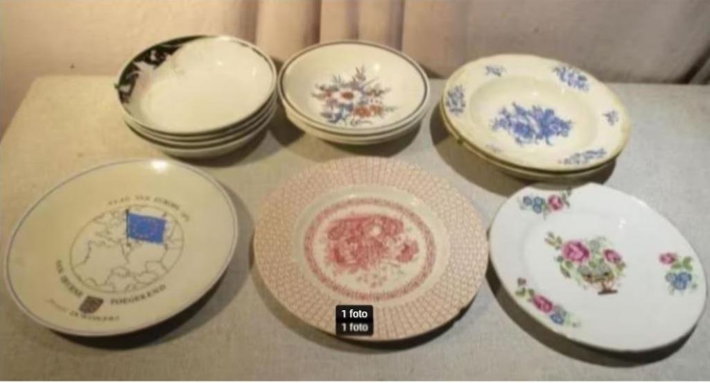 13 Oude Porseleine Borden - allerlei, Ophalen of Verzenden