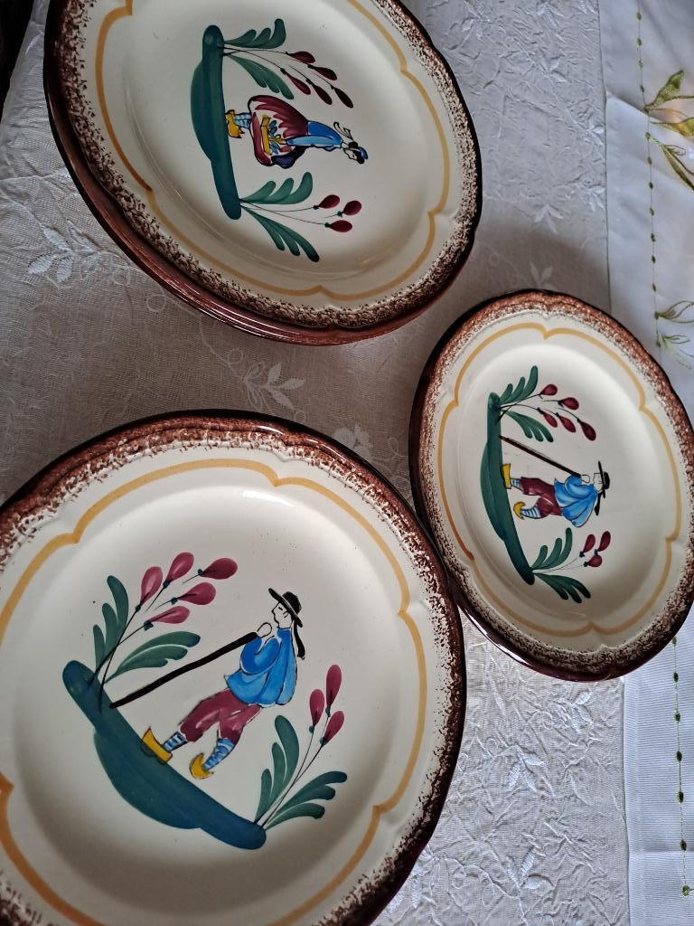 6 assiettes peintes à la main Brest, Enlèvement ou Envoi