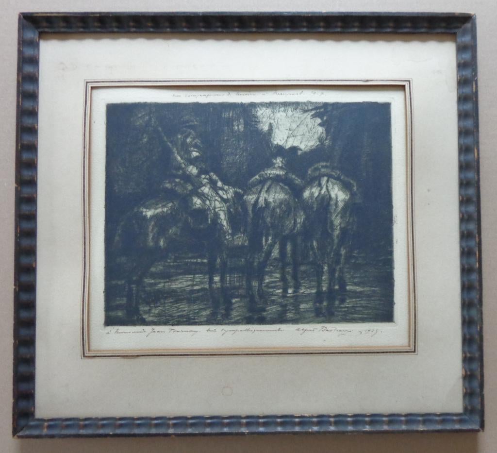 ALFRED BASTIEN / COMPAGNONS NIEUPORT / ZW-W ETS 36x40cm KAD, Antiek en Kunst, Ophalen of Verzenden