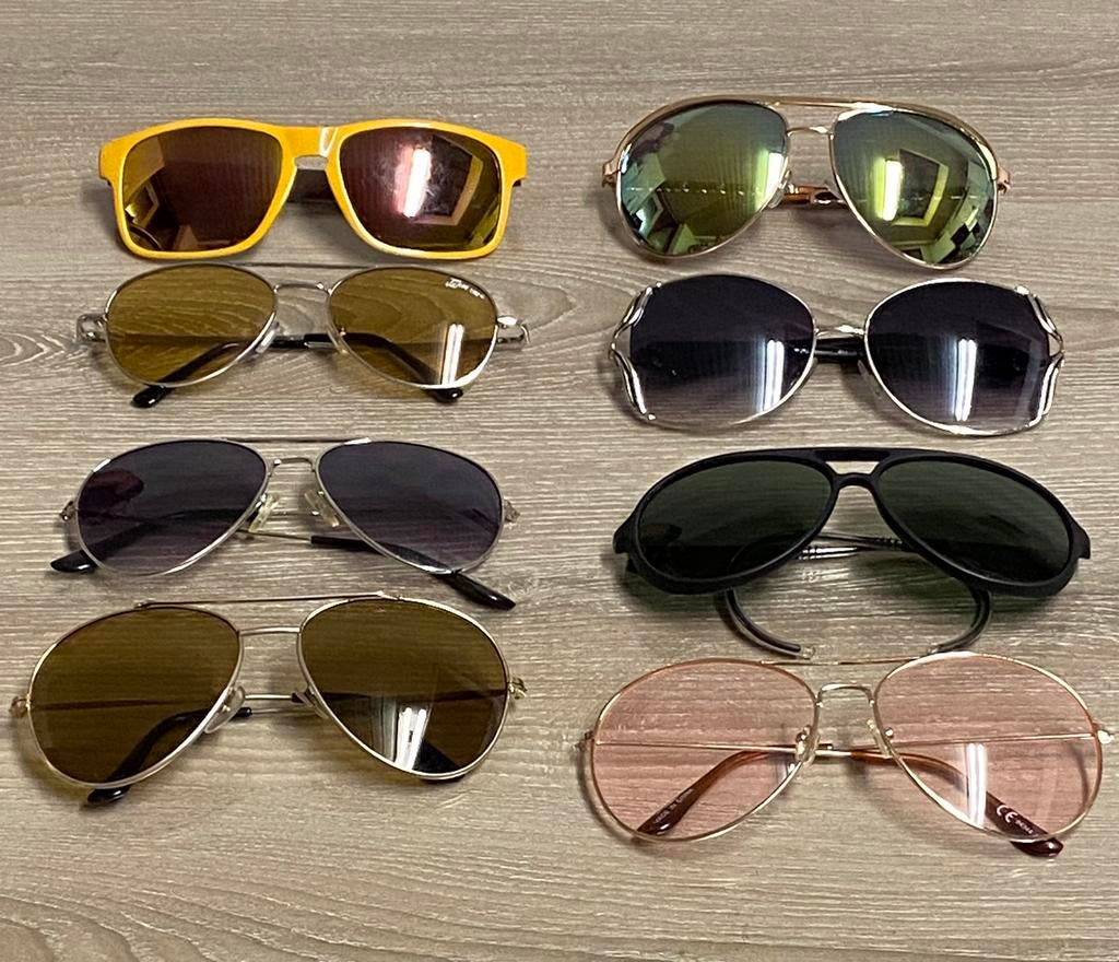 Set van 8 vintage zonnebrillen, prijs: 24€, Ophalen of Verzenden, Gebruikt, Bril
