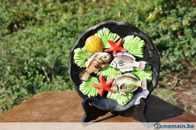 assiette barbotine nice decor poisson, Enlèvement ou Envoi