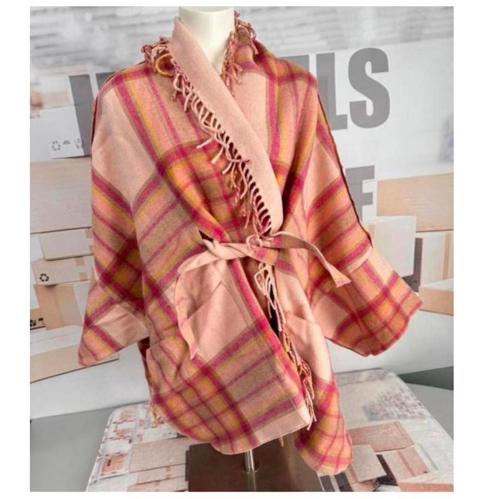 Twinset Milano - Wool poncho franjes wol wollen stof jas, Maat 38/40 (M), Ophalen of Verzenden, Zo goed als nieuw, Jasje