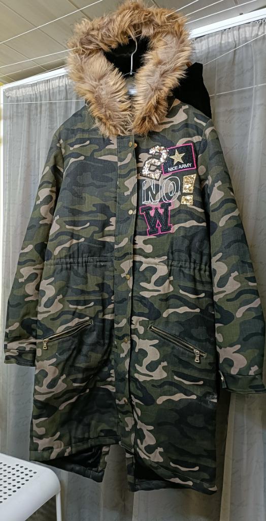 Lange jas voor tieners, Ophalen, Nieuw, Maat 36 (S), Groen