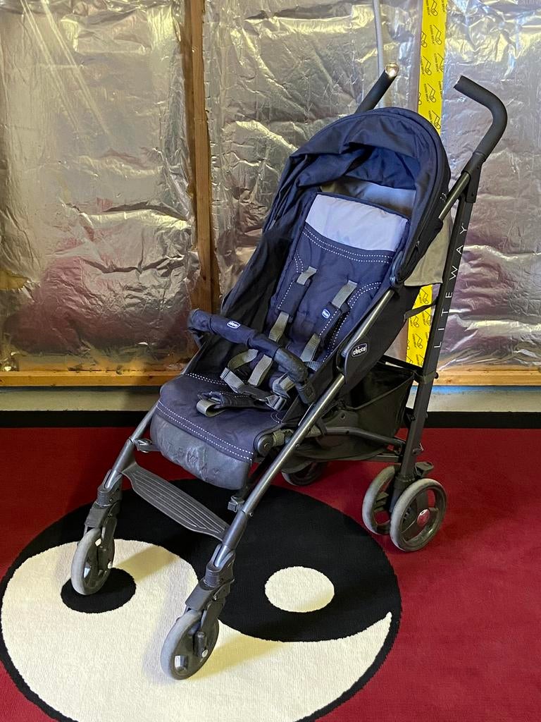Chicco liteway buggy - blauw, Ophalen, Zo goed als nieuw, Verstelbare rugleuning