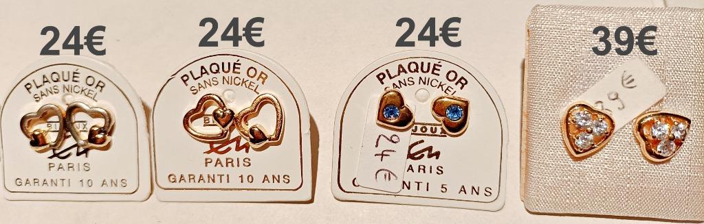 Boucles d'oreille en forme de coeur, plaqué or, NEUVES, Overige materialen, Nieuw, Ophalen of Verzenden, Knopjes of Stekers