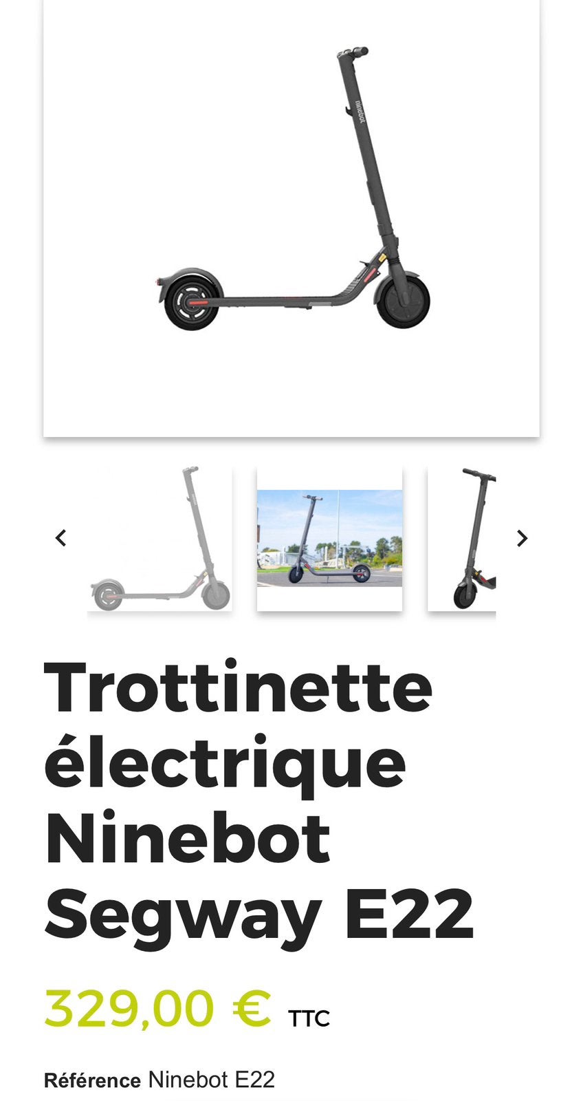 Ninebot segway trotinette electrique e22, Enlèvement, Utilisé