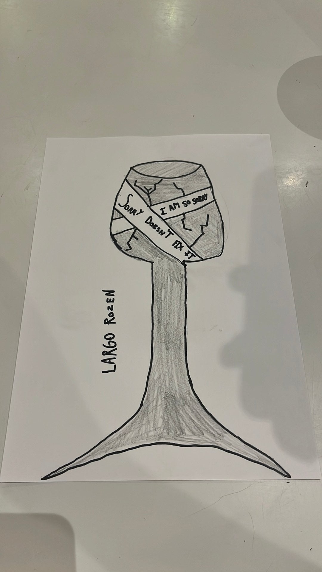Tekening: sorry doensn’t fix it, Antiek en Kunst, Kunst | Tekeningen en Fotografie, Ophalen, Tekening, Potloodtekening, Origineel