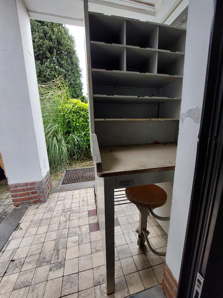 Bureau de Tri Postal Industriel ROBBERECHTS avec Tabouret, Enlèvement