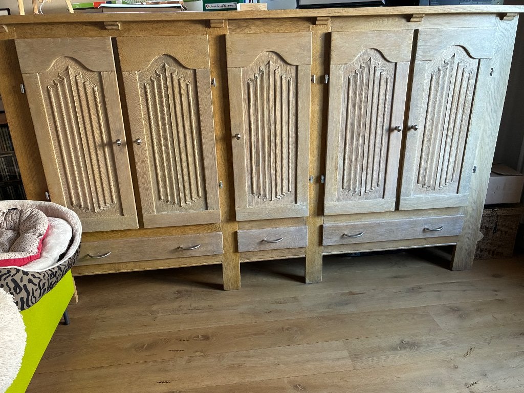 Eiken dressoir en bijhorende eettafel, Huis en Inrichting, Ophalen, Gebruikt, Eikenhout, Met lade(s)
