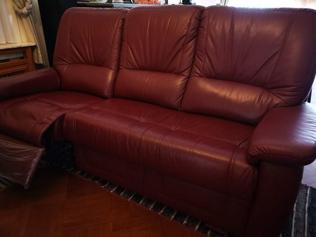 Fauteuil cuir vachette 3 places et relax electrique, Maison & Meubles, Fauteuils, Enlèvement, Comme neuf, Cuir