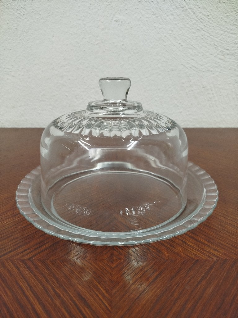 Prachtige Arcoroc France glazen kaasstolp/gebakstolp, Huis en Inrichting, Vintage, Ophalen of Verzenden, Glas, Schaal of Schalen