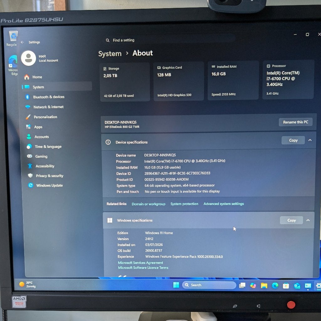 HP EliteDesk 800 G2 TWR – Intel i7-6700 – 16GB RAM – Win11, Ophalen, Refurbished, 2 TB, HP