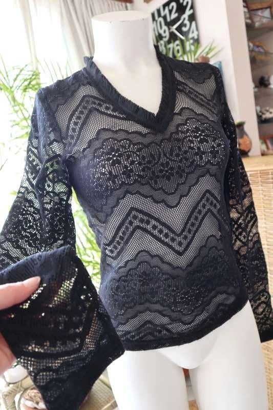 chic deels transparant zwart blouse T-shirt, Maat 38/40 (M), Zwart, Nieuw, Ophalen of Verzenden
