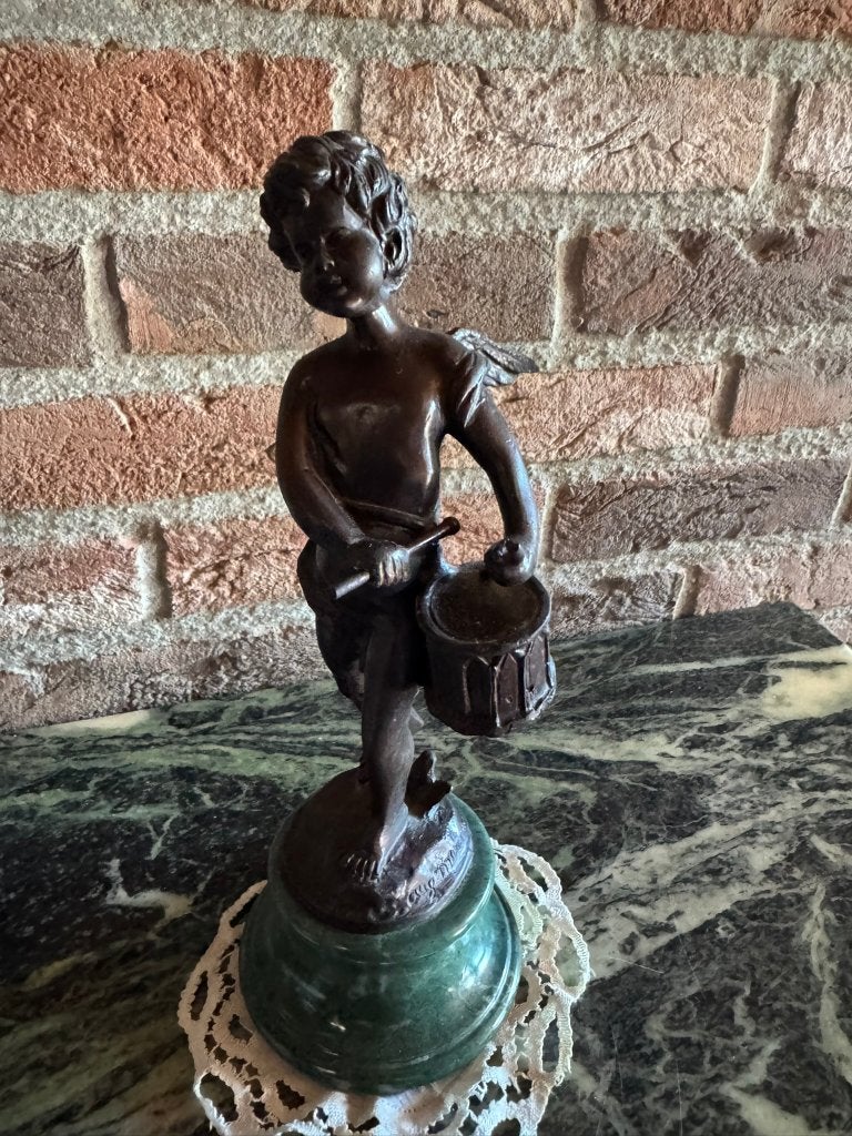 Twee engelenbeeldjes, Antiek en Kunst, Ophalen, 20 - 50 cm, Beeld, Metaal
