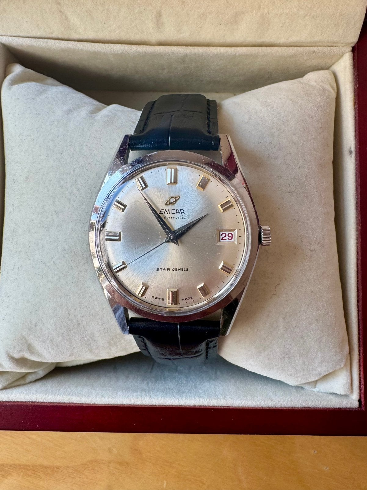 Enicar Automatic Star Jewels – Vintage Zwitsers herenhorloge, Overige merken, Staal, Verzenden, Polshorloge