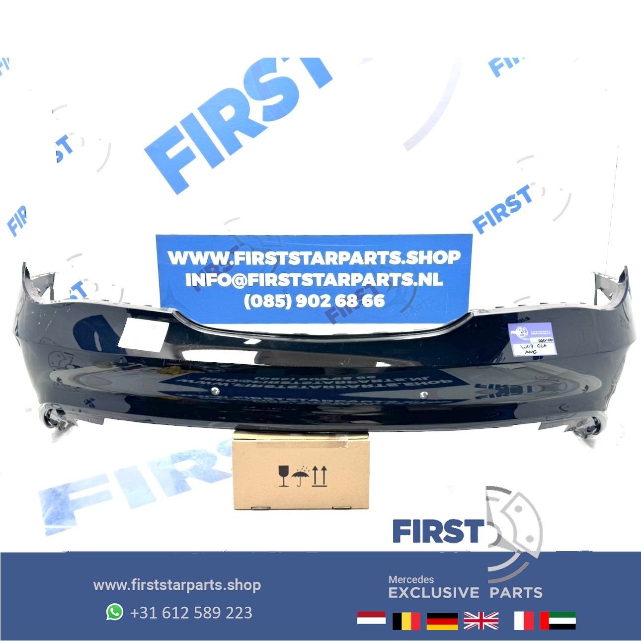 W117 CLA AMG ACHTERBUMPER 191 KOSMOS ZWART Mercedes C117 X11, Gebruikt, -, Voor, Ophalen of Verzenden