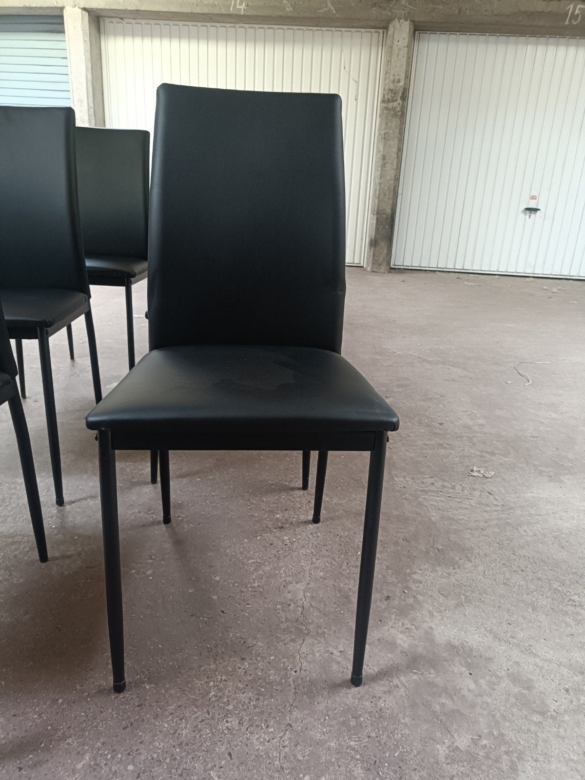 stoelen, zwart leder, Huis en Inrichting, Stoelen, Ophalen, Gebruikt, Zwart, Leer